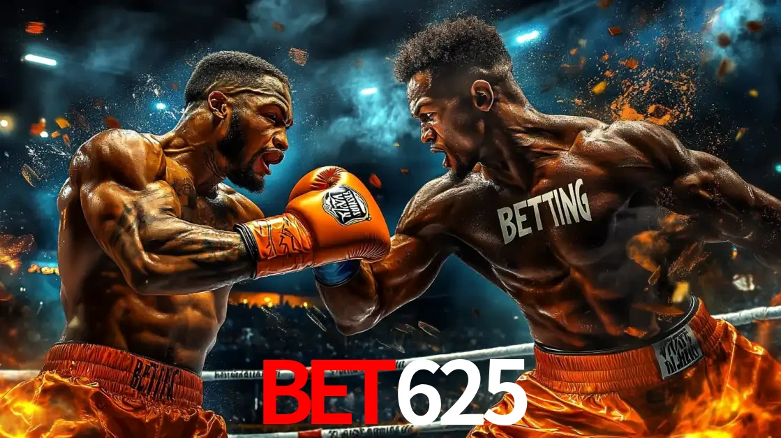 Dois boxeadores em uma luta intensa e explosiva, representando a adrenalina e as oportunidades de apostas em esportes de combate disponíveis na plataforma BET625.