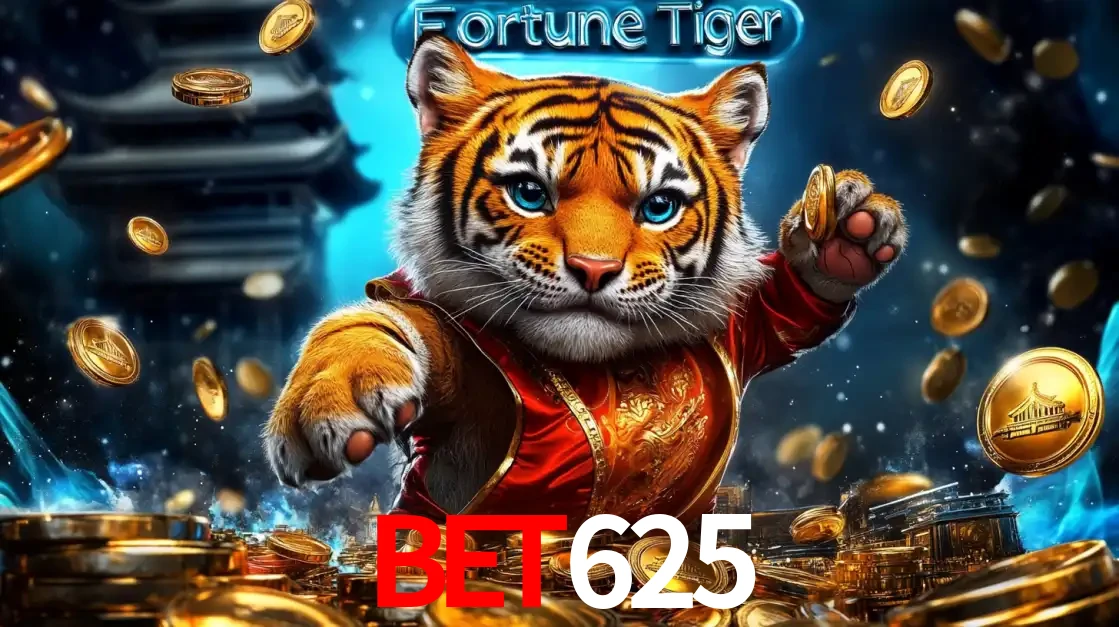Imagem promocional do jogo de slot Fortune Tiger, com um tigre majestoso em traje tradicional cercado por uma fortuna em moedas de ouro, disponível agora no cassino BET625.